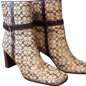 Coach Beige Brown Ankle Booties